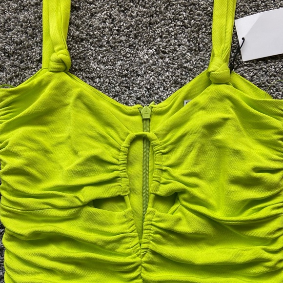 Zara Lime Green Ruched Dress - Picture 5 of 6